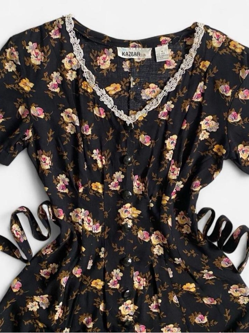 Vintage 90s black floral dress
